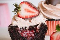 Velvet Chocolate Strawberry Cupcakes