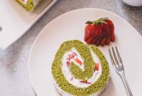 Matcha Strawberry Swirl Cake