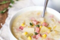 Hearty Slow Cooker Ham Potato Corn Soup