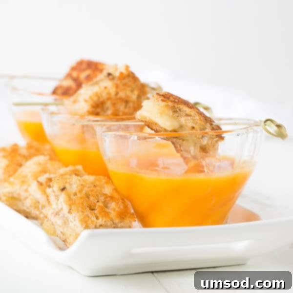 Delicious and elegant butternut squash soup, perfect for fall gatherings and easily made ahead of time.