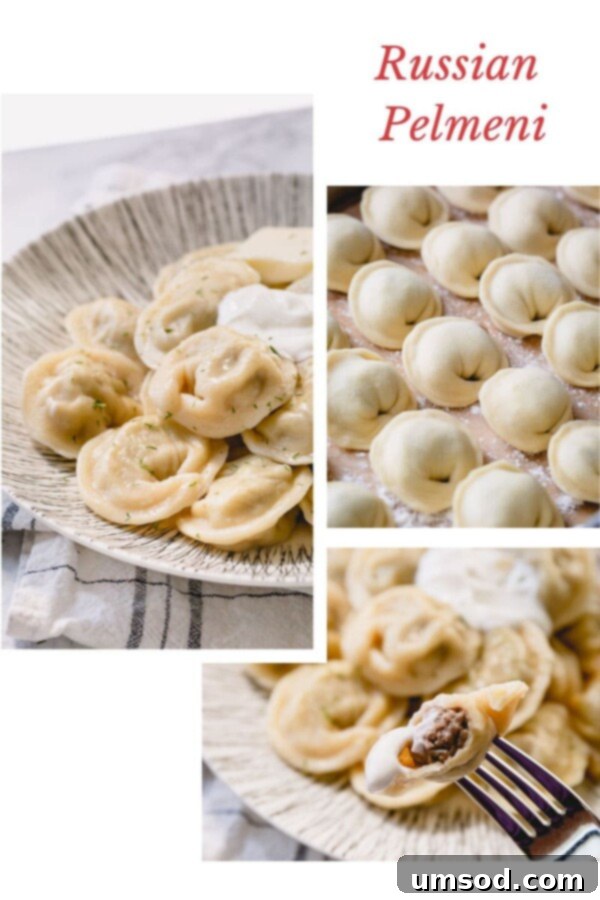 Boiled dumplings served in a white bowl with sour cream and herbs