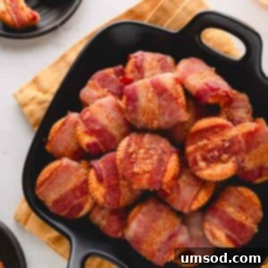 Smoky Bacon Cheese Bites 11 A bowl of cheesy bacon crackers, ready to serve.