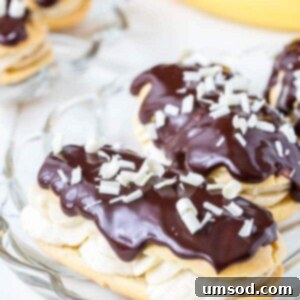 Delicious Banana Cream Pie Eclairs ready to be enjoyed.