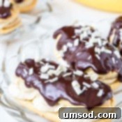 A beautifully presented Banana Cream Pie Eclair.