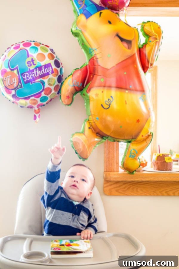 Grant on his first birthday, smiling brightly