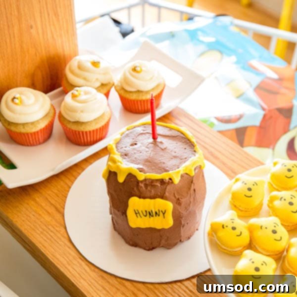 Homemade Winnie the Pooh honey pot chocolate cake
