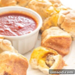 A perfectly baked Meatball Stuffed Monkey Bread ready to serve.