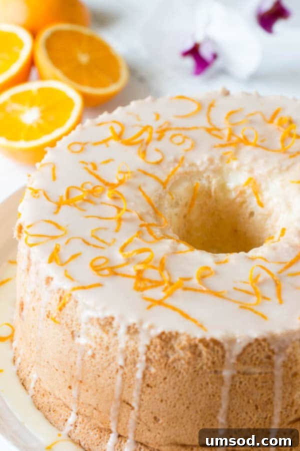 Raise your hand if you love light and fluffy angel food cake. This super light sponge cake is infused with orange blossom flavors, served with orange curd.