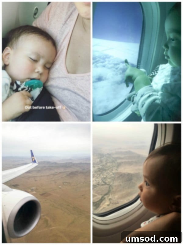 The amazing SkyBaby travel mattress providing comfort for Grant's nap during the flight.