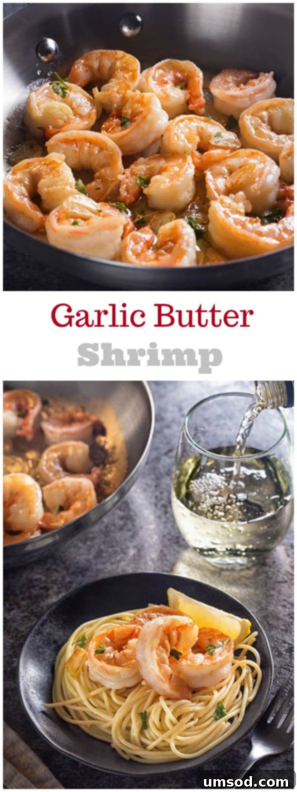 Garlic Butter Shrimp 2 Close-up of perfectly cooked garlic butter shrimp in a pan, ready to serve, highlighting the golden butter and herbs.