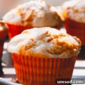 Spiced Pumpkin Cream Cheese Swirl Muffins 10 Pumpkin cheesecake muffins in muffin liners.
