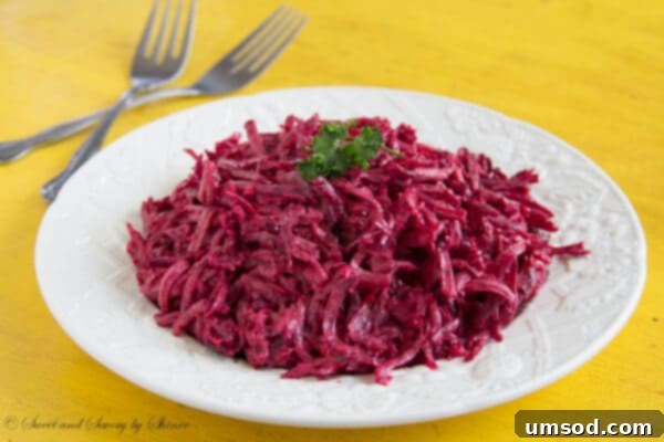 A final close-up of the creamy roasted beet salad, showcasing its appeal and inviting texture.