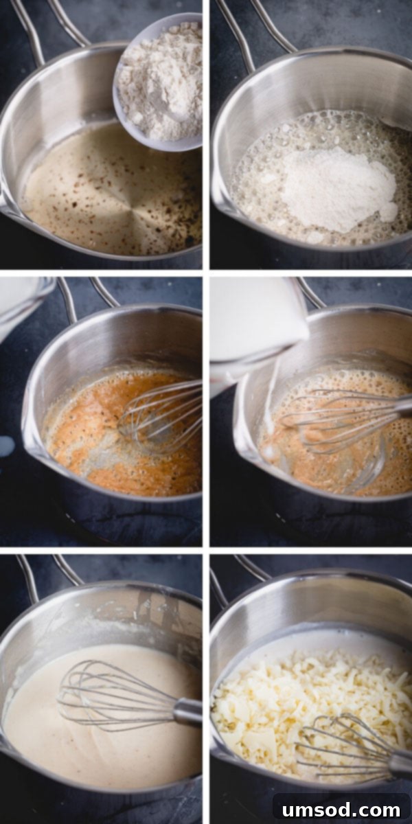 Step by step guide to perfectly smooth and indulgent cheese sauce for Philly cheesesteaks.