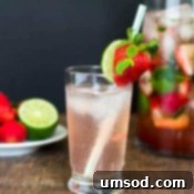 Crowd-Pleasing Strawberry Mojito 7 Another perspective of the delicious strawberry mojito, ready to be enjoyed.