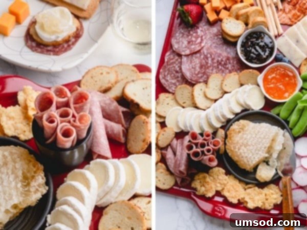 Another close-up of a charcuterie board with raw honeycomb, emphasizing its texture and golden color.