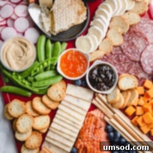 The final delicious charcuterie board ready to be served.