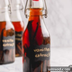 Crafting Your Own Vanilla Extract 10 Homemade vanilla bean extract in a clear bottle, ready to be enjoyed.