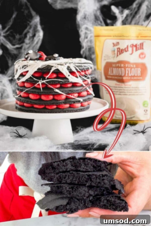 Close-up of fluffy macaron shells, highlighting their perfect texture and rise, made with high-quality almond flour.