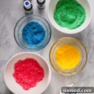 Bowls of brilliantly colored sugars, ready to enhance any dessert.