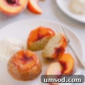 Caramelized Peach Upside-Down Cupcakes 9 A smaller image of peach upside down mini cakes, showcasing the perfect golden-brown finish.