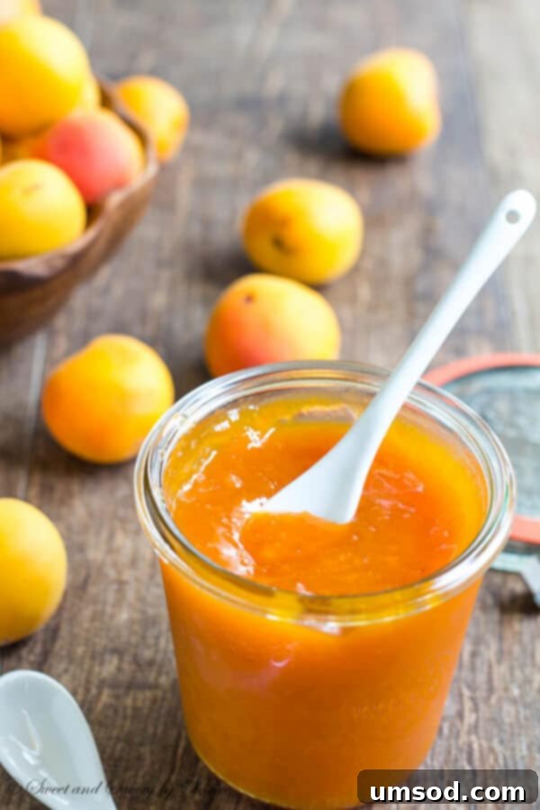 Vibrant apricot jam in a jar, showcasing its beautiful orange hue.