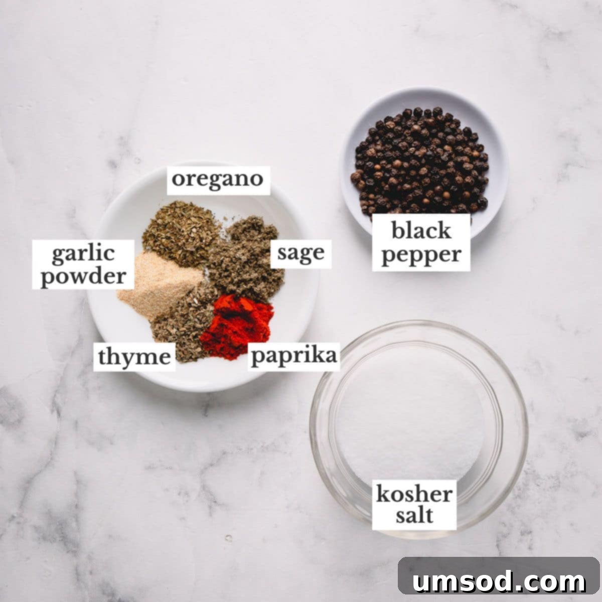 Dry brine ingredients.