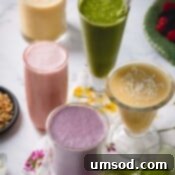 A smaller image of different kinds of smoothies.