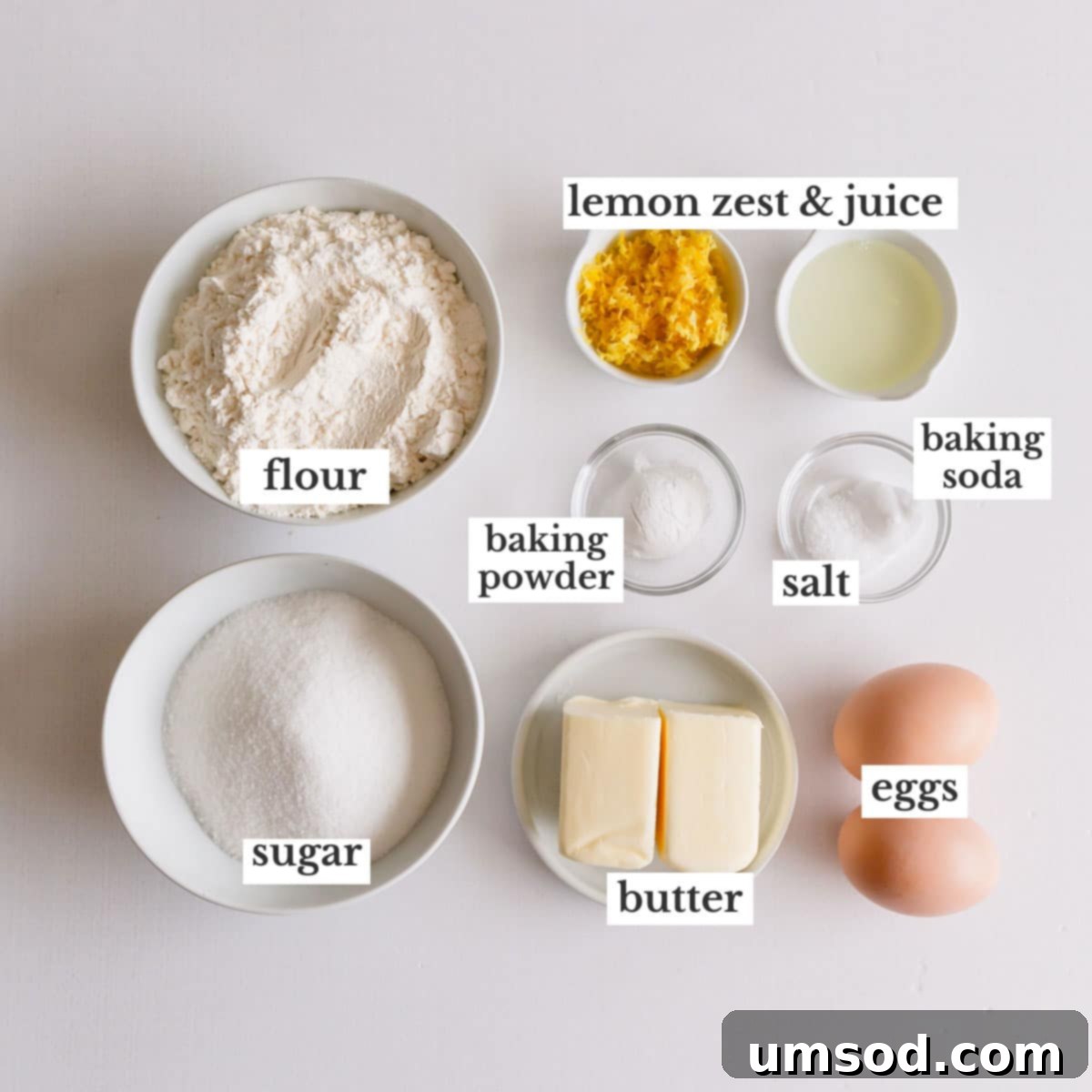 Ingredients for lemon cupcakes.