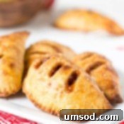 Flaky Apple Hand Pies 7 Final baked apple pie turnovers, ready to be enjoyed.