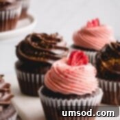 Chocolate cupcakes, some with strawberry and some with chocolate frosting.