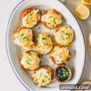 A platter of Eggs Benedict ready for serving.