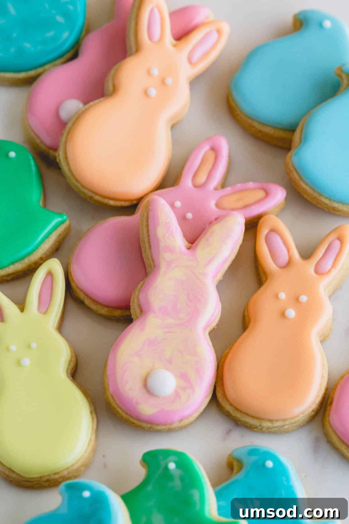 Easter sugar cookies decorated with royal icing.