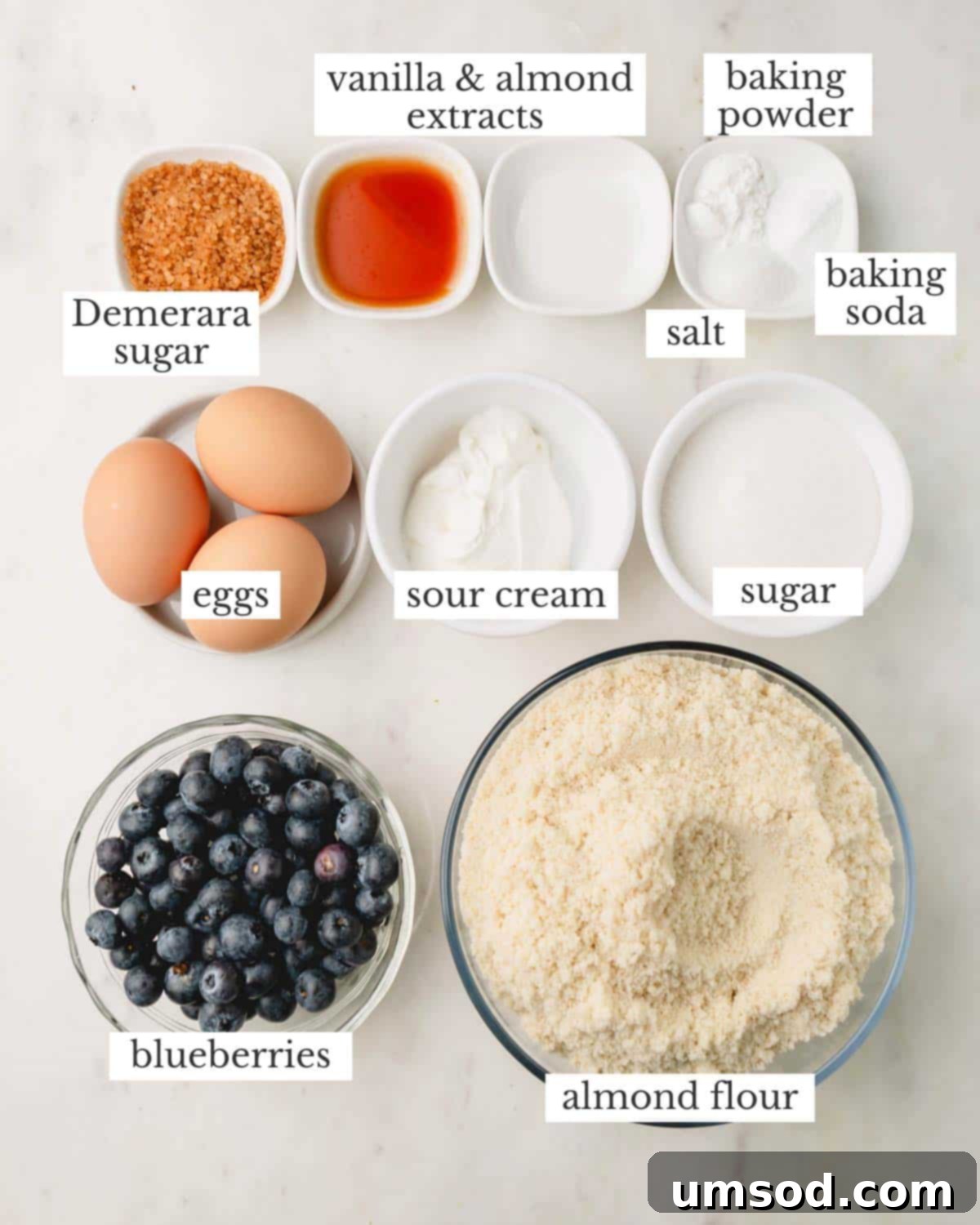 Tender Almond Flour Blueberry Muffins 4 Ingredients to make blueberry muffins with almond flour.