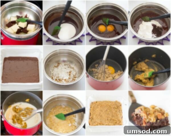 Close-up of a fudgy German Chocolate Brownie square, showing the moist interior