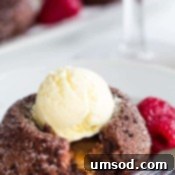 Gooey Caramel Lava Bites 8 Mini Caramel Lava Cakes served with ice cream and berries.