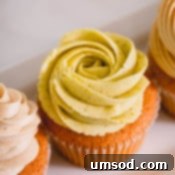 Vanilla cupcake frosted with pistachio buttercream.