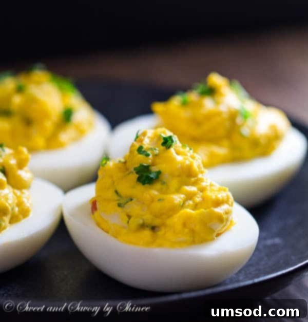 Gourmet Lobster Deviled Eggs 2 Creamy, rich lobster deviled eggs loaded with tender lobster meat and flavored with rich homemade lobster broth. A gourmet appetizer that's a flavor bomb!