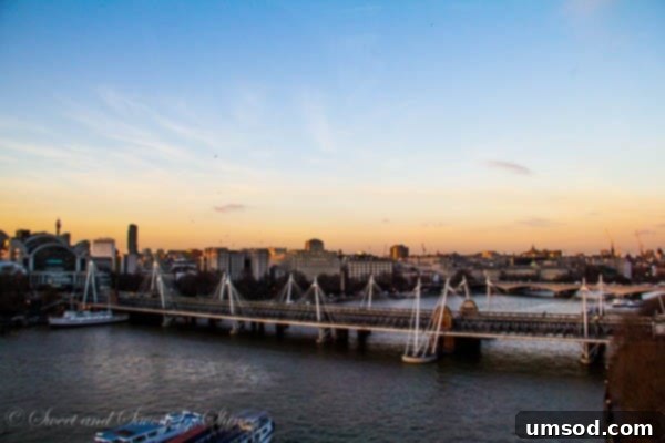 View of London Cityscape from London Eye at Sunset