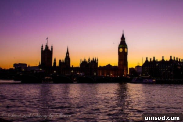 London Skyline with Big Ben and River at Dusk