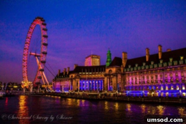 London Eye Illuminated at Sunset with City Views