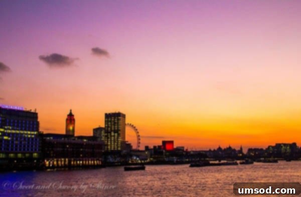 Sunset over River Thames in London