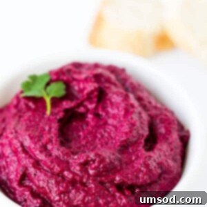Delicious Roasted Beet Dip prepared and ready to serve