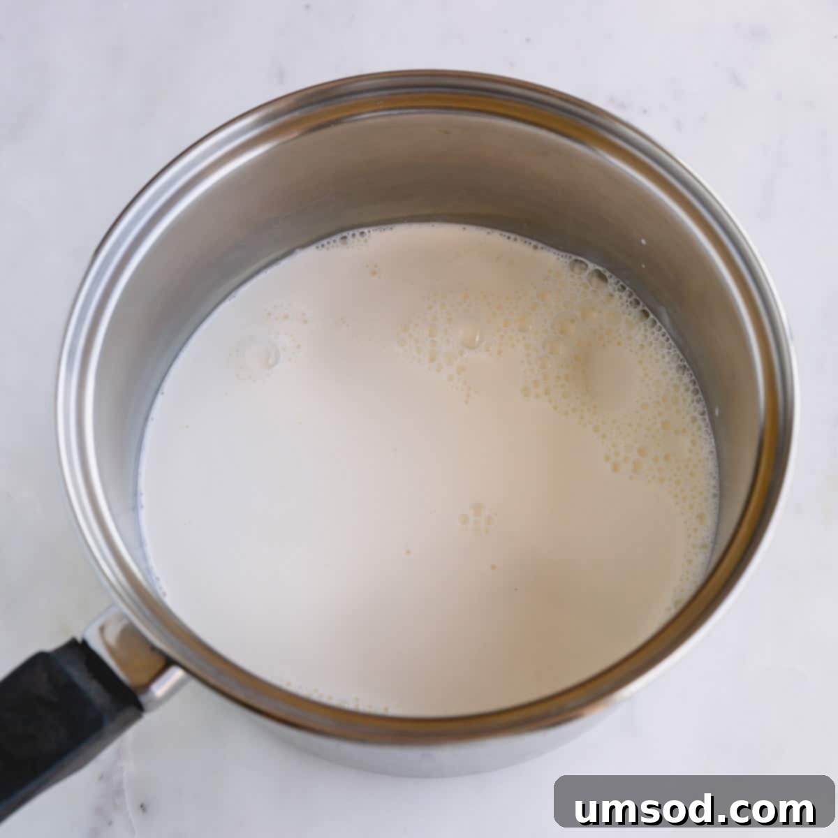 Milk in a saucepan.