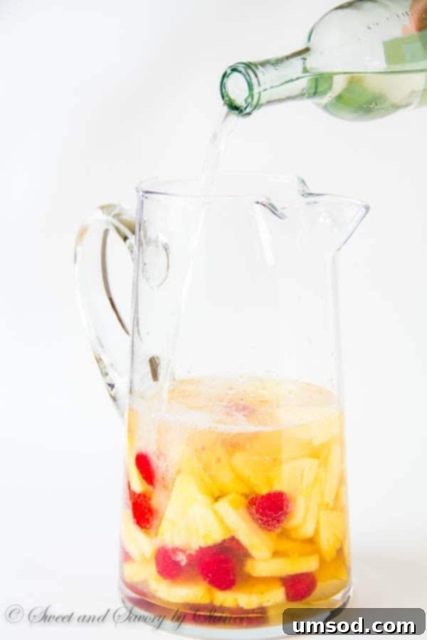 Freshly cut pineapple cubes ready for sangria preparation