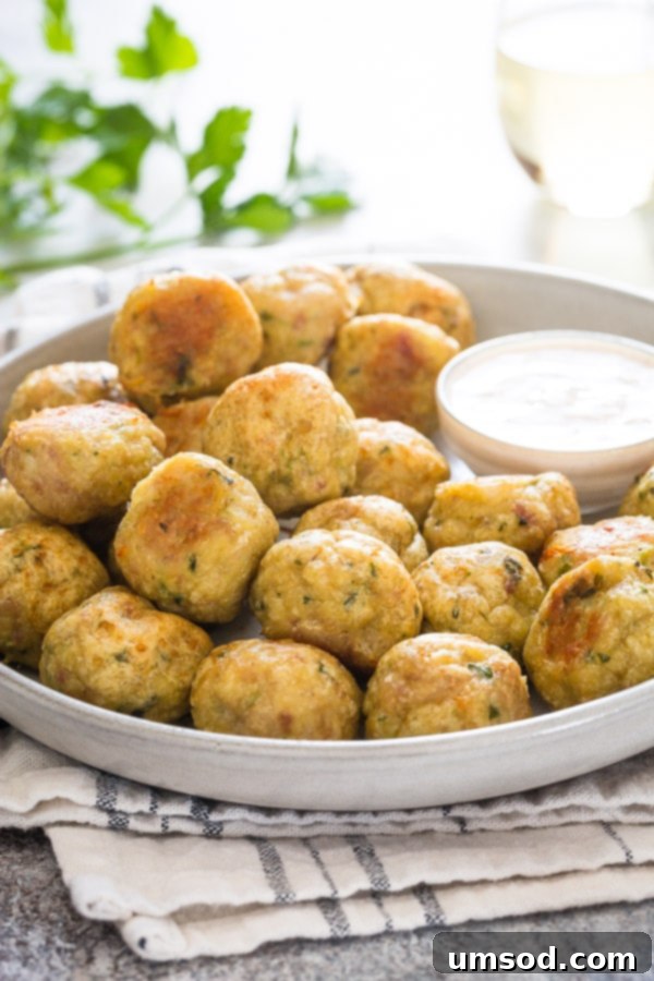 Delicious bacon chicken meatballs served with creamy dipping sauce