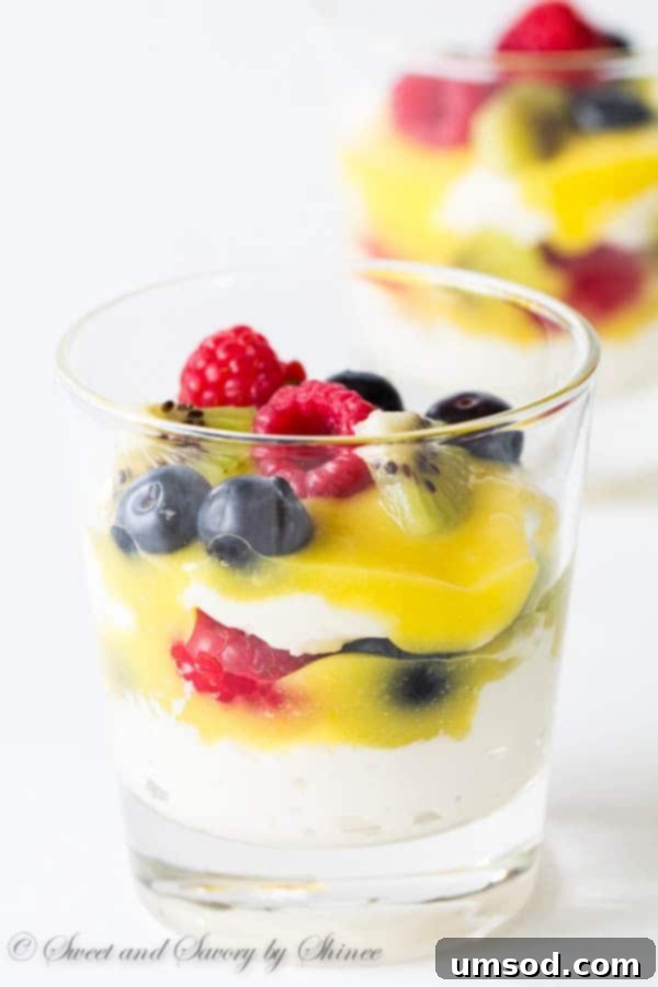 Simple yet sophisticated, this lemon Chantilly parfait is a great dessert to impress your dinner guests. Layers of fluffy Chantilly creme laced with tangy lemon curd and fresh fruits. You'll taste summer in every bite!