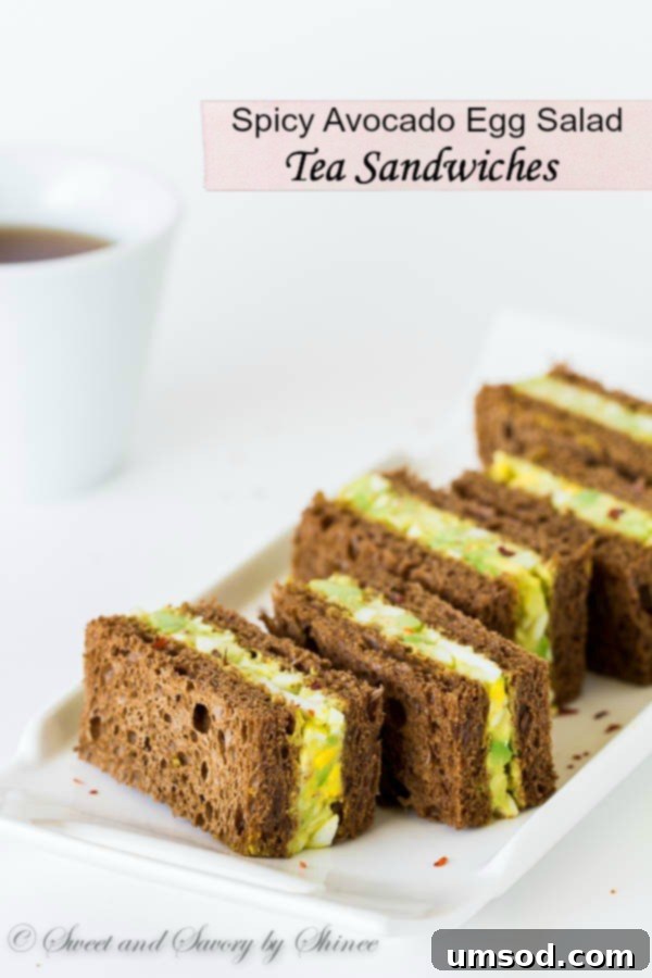 Chili-Kissed Avocado Egg Bites 3 Spicy avocado egg salad sandwiched between chewy pumpernickel bread slices. Perfect texture contrast and flavor combination!