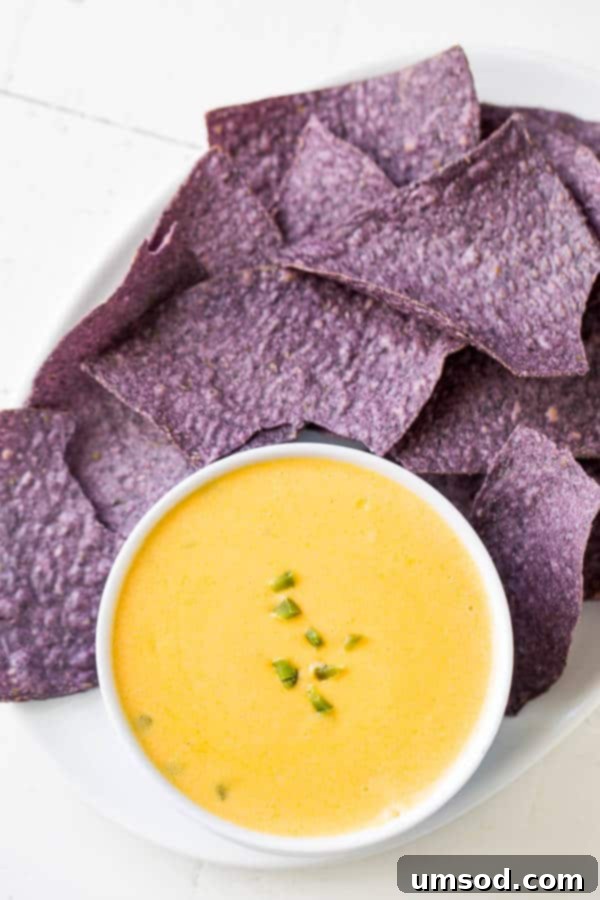 Silky smooth, rich and spicy, this cheddar cheese dip is addicting! Bring out the tortilla chips and dig in.