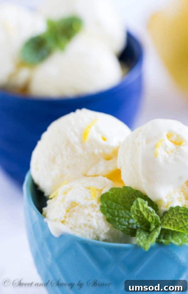 Sunshine Lemon Bliss 3 Close-up of a beautifully textured lemon ice cream scoop, promising a refreshing and delightful treat, inspired by a culinary journey.