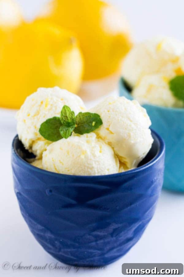 Sunshine Lemon Bliss 5 A closer view of the creamy texture of the homemade lemon ice cream, highlighting its smooth and inviting consistency.
